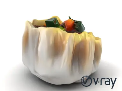 Ornate Gyoza Dumpling Decorative Model Pack Low-poly 3D model