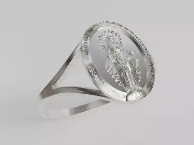 miraculous medal ring 3D print model