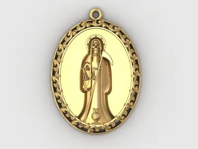  santa muerte holy death small size pendant 3D STL 3DM skull 3D print model