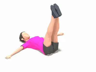 single leg raiser Exercise Woman Animation Low-poly 3D model