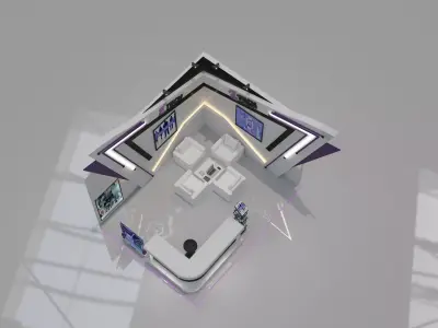 booth 3x4 open 2 side  3D model