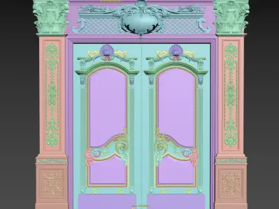 Royal style gold plated classic door A 3D model