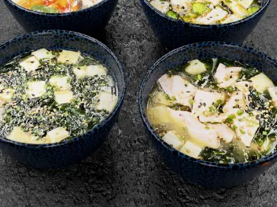 set of Asian soups in PBR Low-poly 3D model