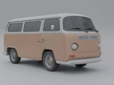 Old and Dusty Mini Bus - Low Poly Low-poly 3D model