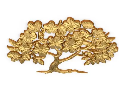 mural tree decor set ornament 03 3D model