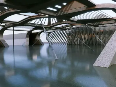 Concrete Corridor Scene - Architectural Background - V1U10 3D model