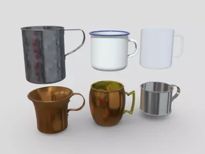 Mug Pack 2 Low-poly 3D model