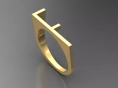 alphabet ring letter F 3D print model