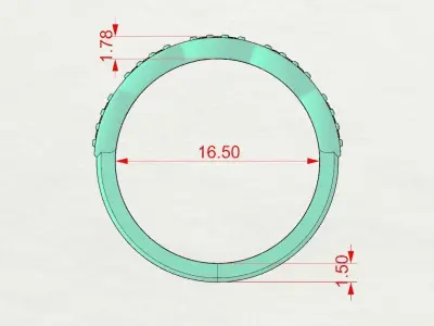 Half eternity wedding band 3D print model