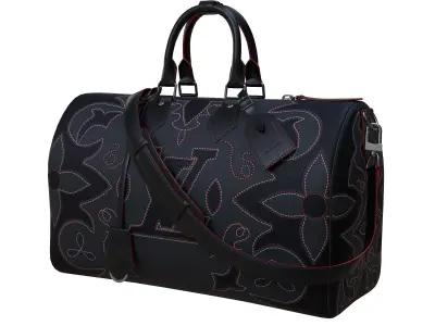 Louis Vuitton Keepall Bandouliere 40 Black Low-poly 3D model