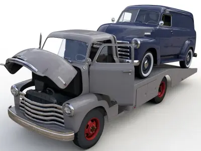 CHEVY COE TOW TRUCK 1949 and 3100 PANEL TRUCK 1951 3D model