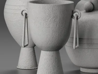 Plaster-decor vases and bowls 3D model