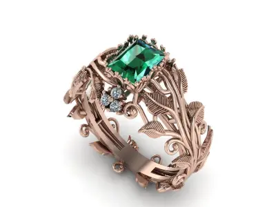 Ai Concept leaves ring 3D print model