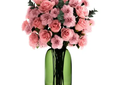Set of flower bouquets in vases for decoration 288 3D model