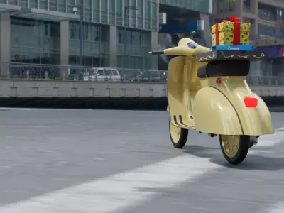 motorcycle to deliver ready-made orders for games and movies Low-poly 3D model