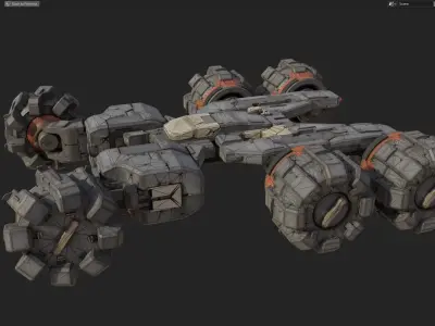 scifi-model547 armored vehicle with wheels 3D model