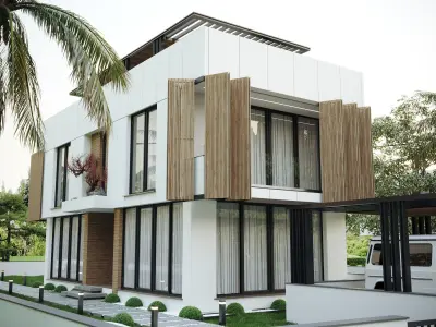 modern villa exterior 3ds max render  Low-poly 3D model
