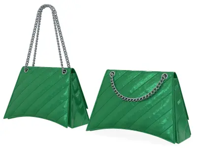 Balenciaga Crush Medium Chain Bag Quilted Green Low-poly 3D model