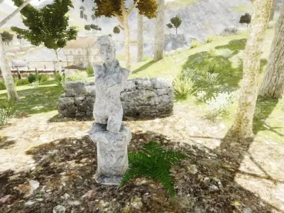 Low Poly Statue of man in woods Free low-poly 3D model