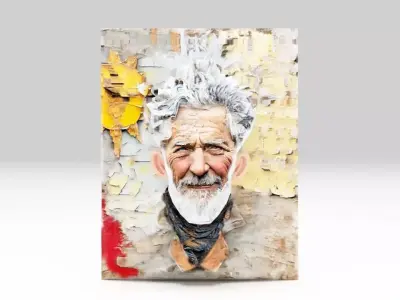 Grandfather  picture head old man  Low poly Stl 2K Texture  3D print model