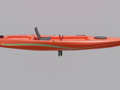 Kayak 3D model orange Low-poly 3D model