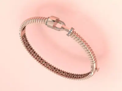 Signature Link Cuff Bangle bracelet 3D model - for Her 3D print model