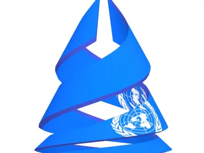United Nations Flag on double helix structure 3D model