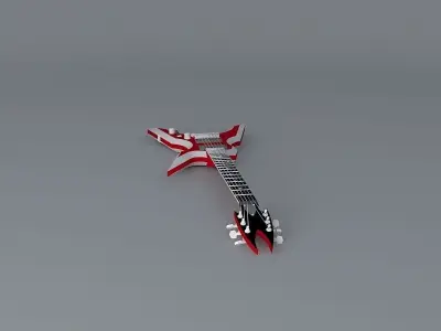 Red/Silver Dean concept guitar Free 3D model