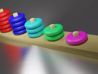 Pyramid wooden stacking toy 3D model