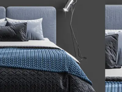 Modern double bed bedroom 3D model