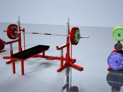 MiniGym gym bench with weights 3D print model