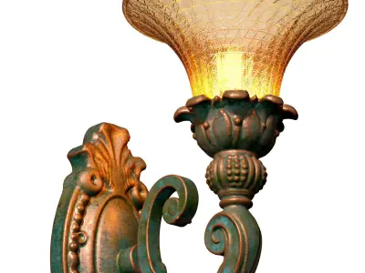 Copper tall classic Wall Light Sconce with Murano glass 3D model