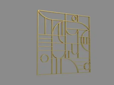 3D Decorative Partition Gold 3D model