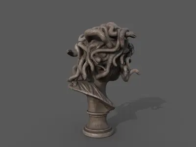 Bust of Medusa Low-poly 3D model