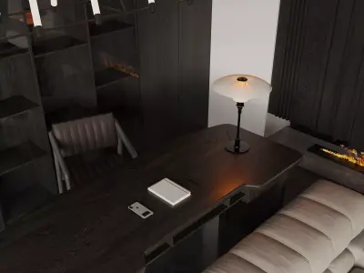Modern living room dining room interior scenes 200 3D model