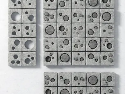 Stone panel cube hole 3D model