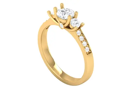 Certified Moissanite Three Stone Engagement Ring 3D print model