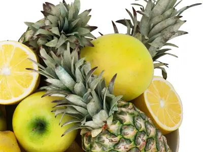 bowl of tropical fruits 17 3D model