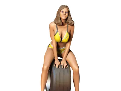N4 Pit Girl with Tire 3D print model