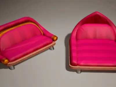 Stylized Furniture Low-poly 3D model