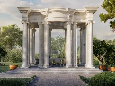 gazebo Ionic column on Vignola 3D model 3D model