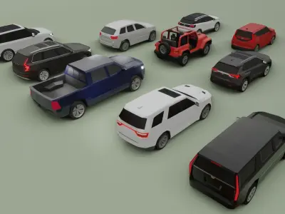 low-poly SUV pack - 10 SUV Low-poly 3D model