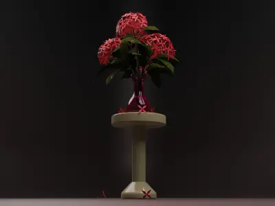 Ixora flower vase 3D model