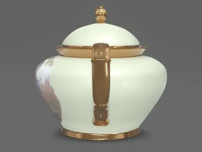 Sugar Bowl Porcelain Retro 3D Model 3D model
