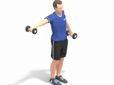 shoulder raise Exercise Man Animation Low-poly 3D model