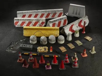 Scanned Traffic Props Vol 1 Low-poly 3D model