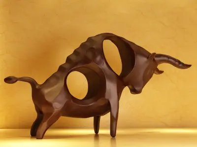 Wooden cattle ornaments animal sculptures gift 3D model