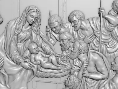 Jesus Birth Bas-Relief 3D model