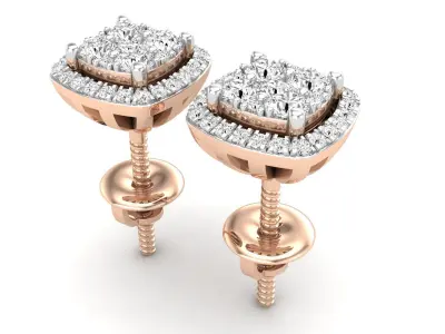 AV 600 Round Diamond Ladies Stud Earrings With Removable Jackets 3D print model
