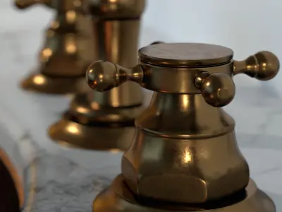 Chester Traditional faucet with Copper  Oval Undermount Sink 3D model